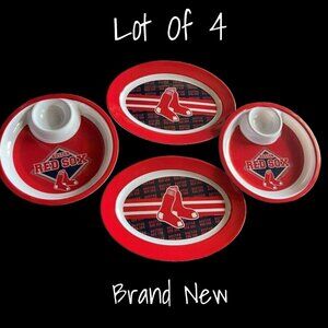 Boston Red Sox Melamine Chip & Dip Tray Set - 4-Piece Appetizer Platter New